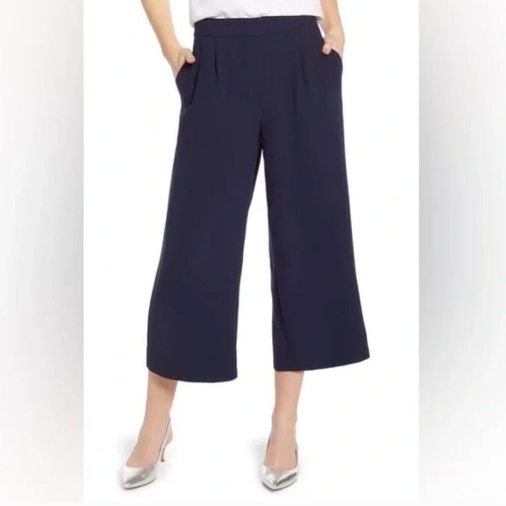 J Crew Wide Leg Crop Pant 365 Crepe Navy Size 4P